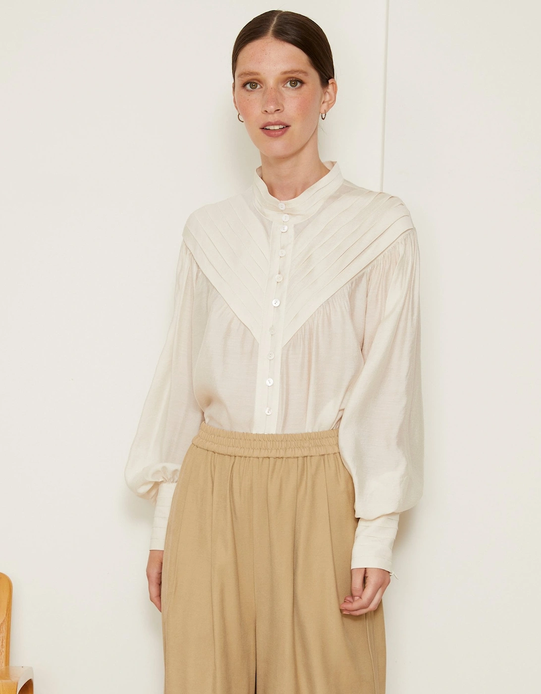 Iona Pleat Cream Shirt