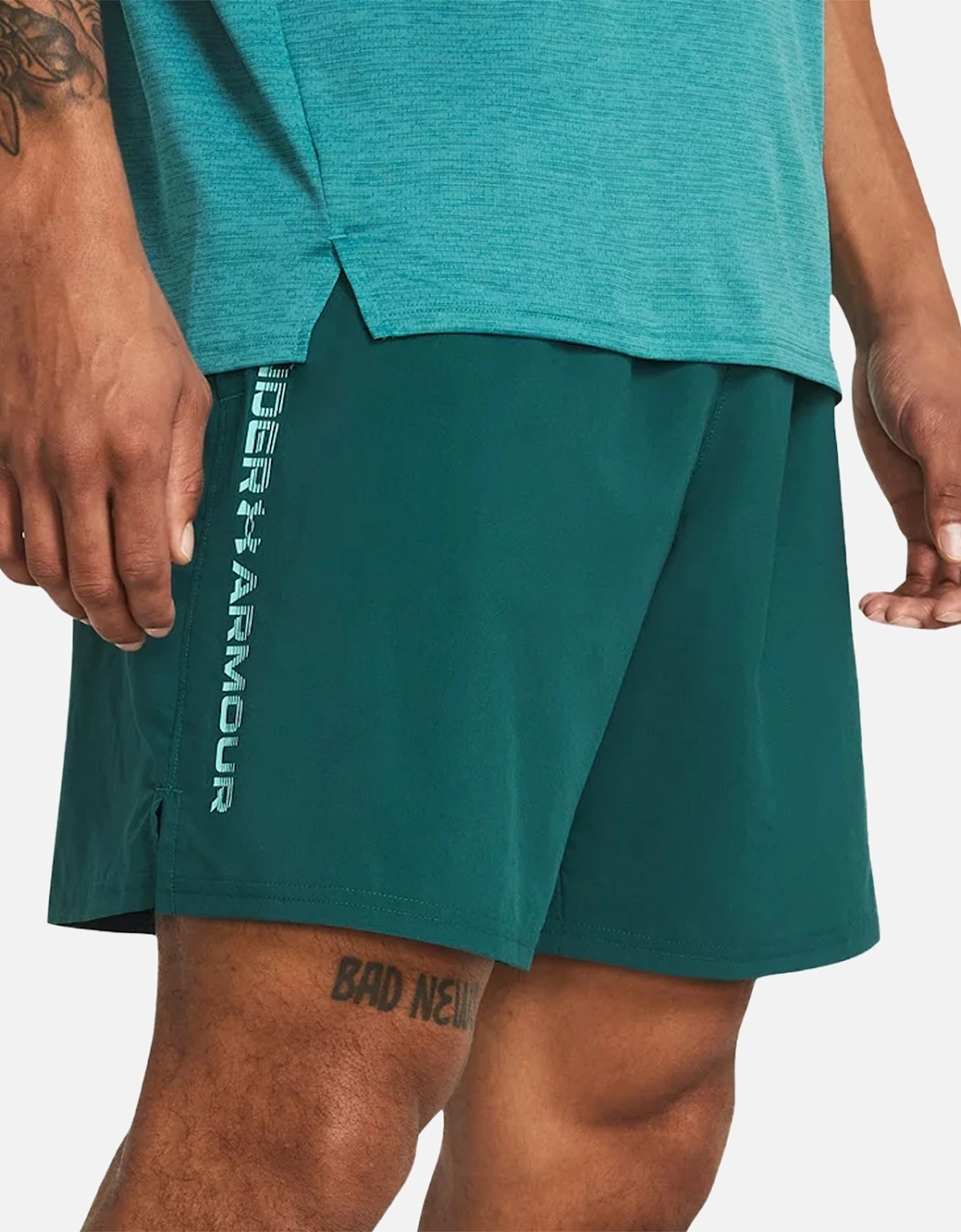 Mens Tech Woven Wordmark Shorts (Teal), 7 of 6