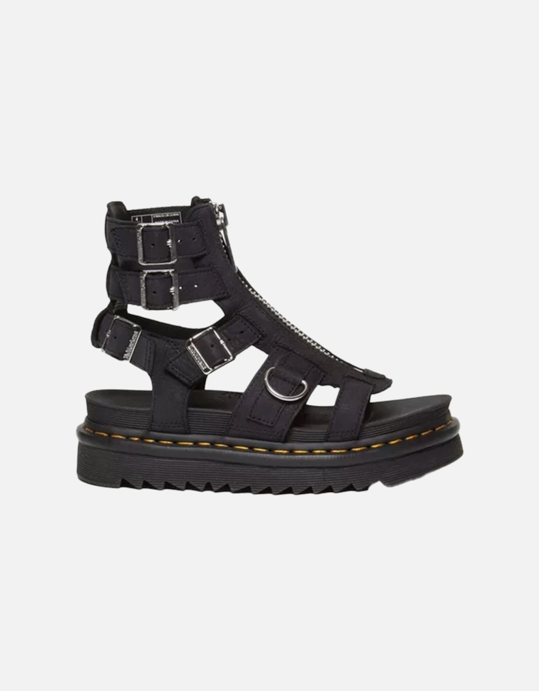 Dr. Martens Womens Olson Tumbled Nubuck Sandals (Black)