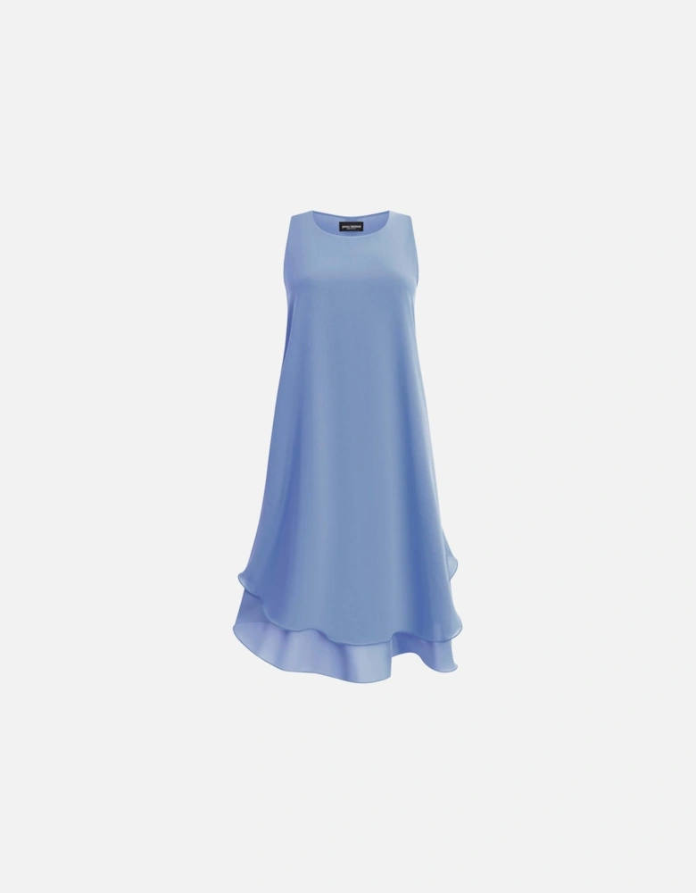 Sleeveless Wave Hem Dress Pale Blue