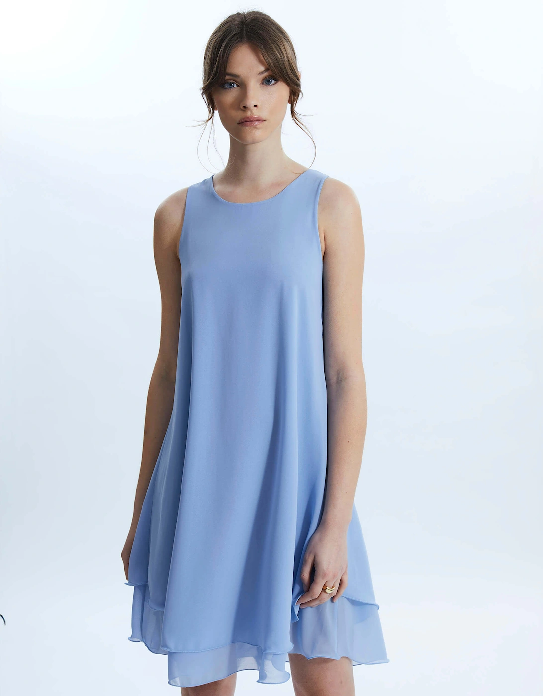 Sleeveless Wave Hem Dress Pale Blue, 5 of 4