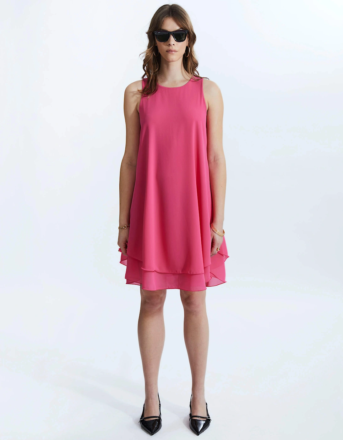 Sleeveless Wave Hem Dress Fuchsia, 6 of 5