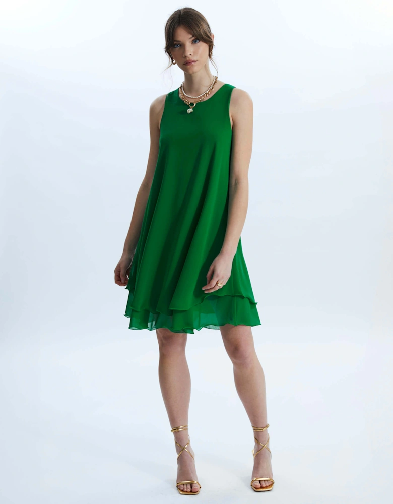 Sleeveless Wave Hem Dress Green