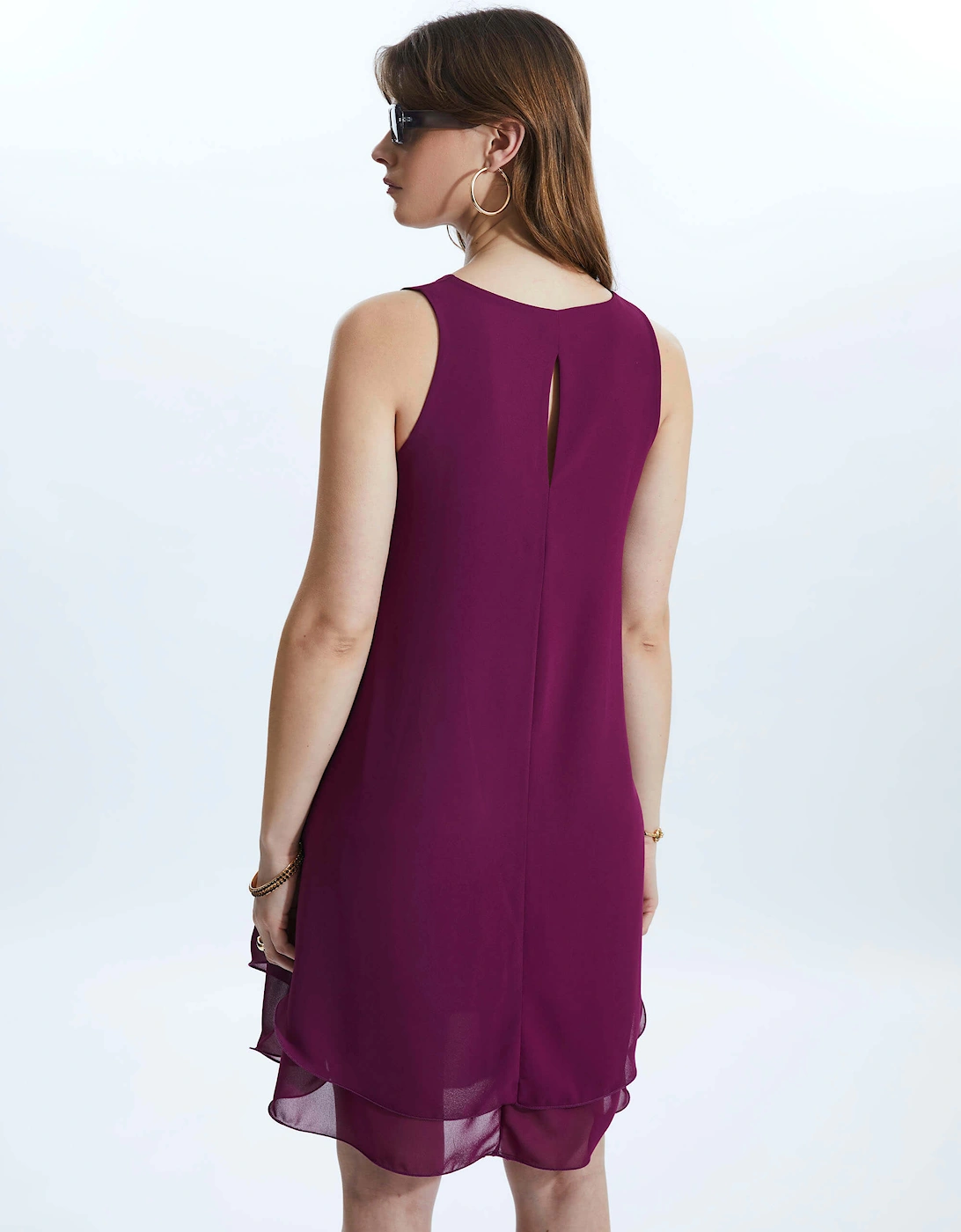 Sleeveless Wave Hem Dress Purple