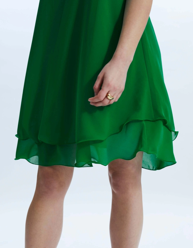 Sleeveless Wave Hem Dress Green