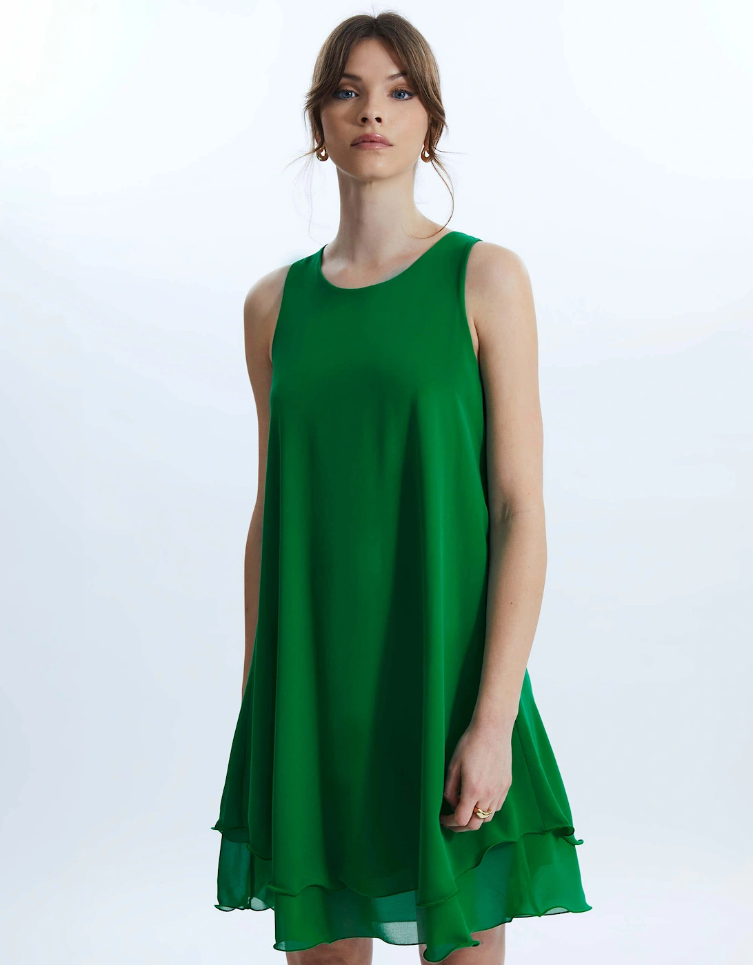 Sleeveless Wave Hem Dress Green