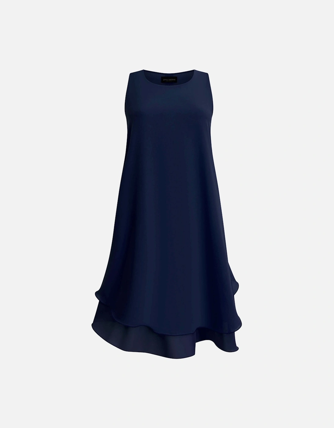 Sleeveless Wave Hem Dress Navy