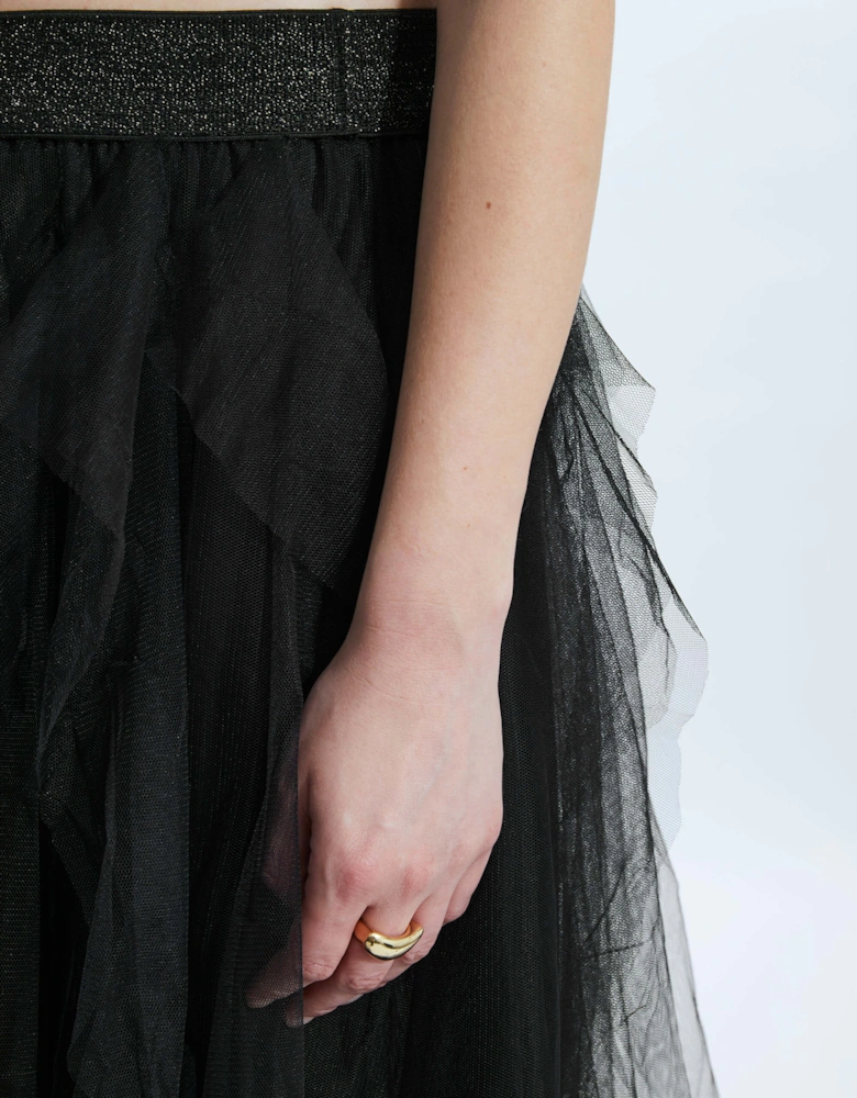 Organza Ruffled Skirt Black