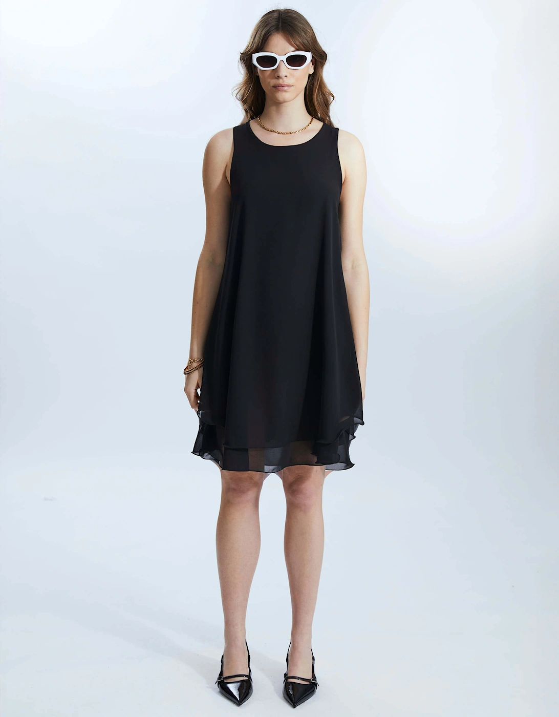 Sleeveless Wave Hem Dress Black, 8 of 7