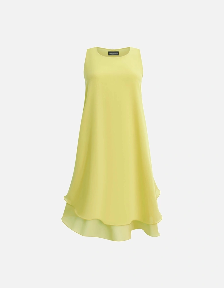 Sleeveless Wave Hem Dress Yellow