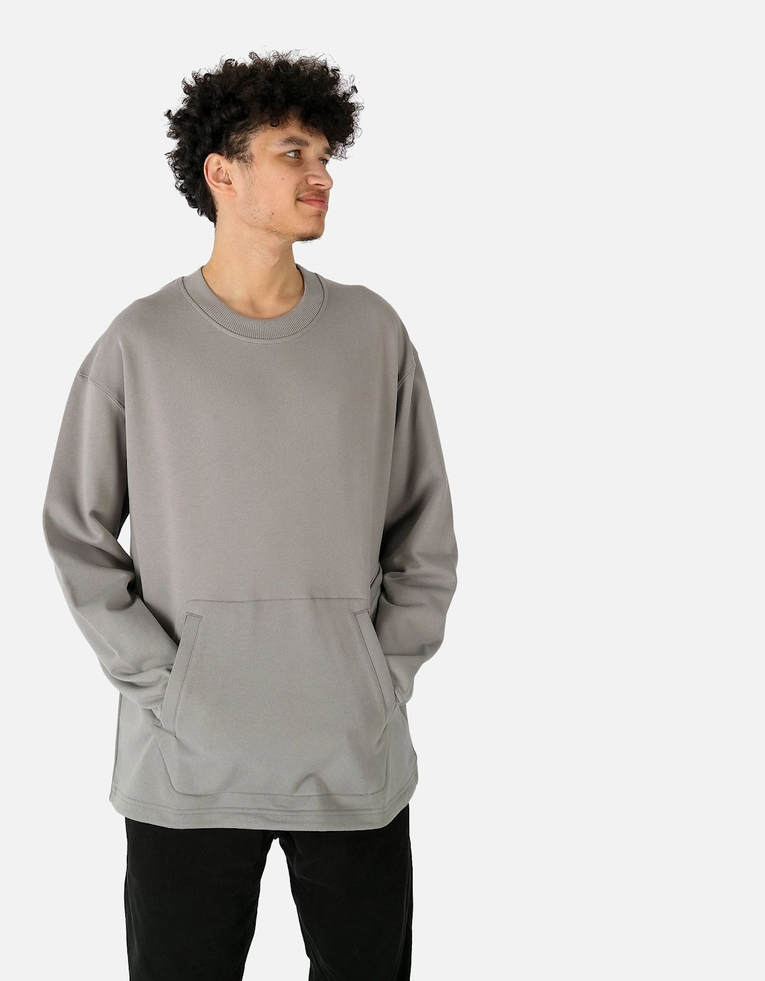 Pocketed Crewneck Grey Sweat