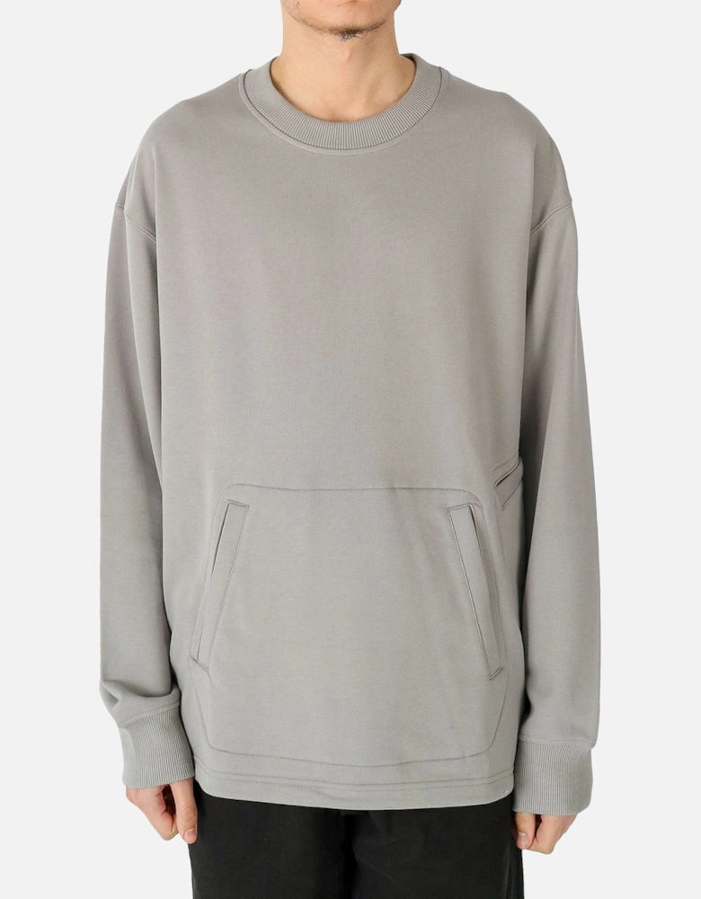 Pocketed Crewneck Grey Sweat