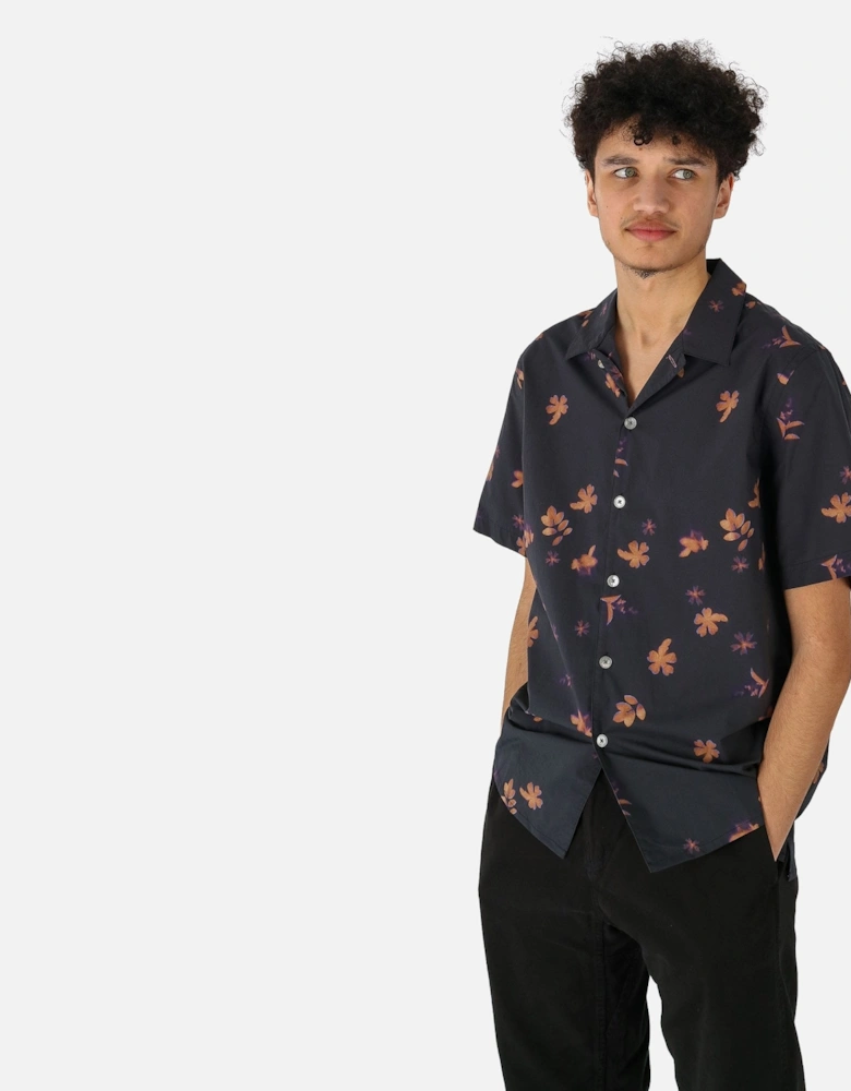 Flower Print Navy Shirt