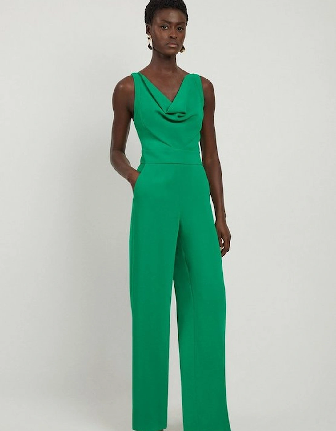 Fluid Tailored Cowl Neck Backless Wide Leg Jumpsuit, 4 of 3