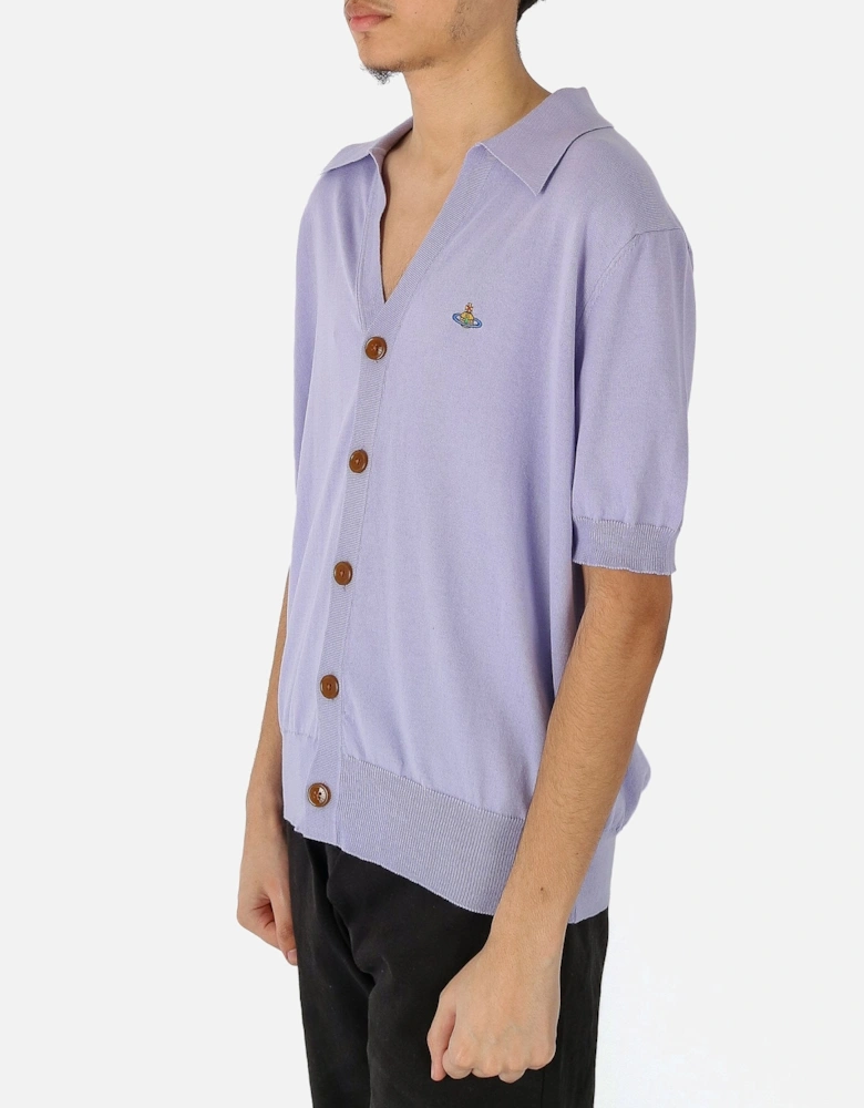 Button Through Lavender Polo Cardigan