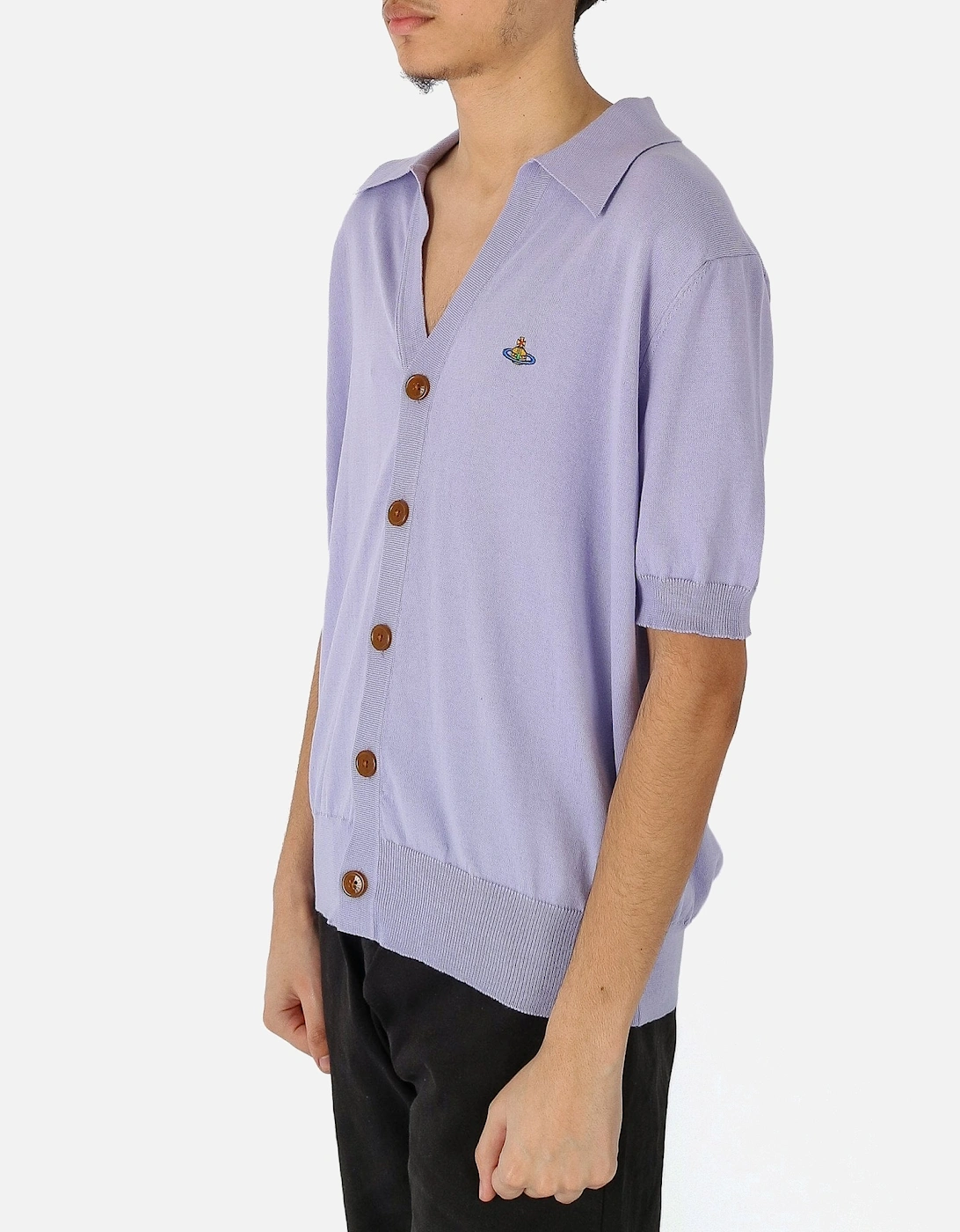 Button Through Lavender Polo Cardigan