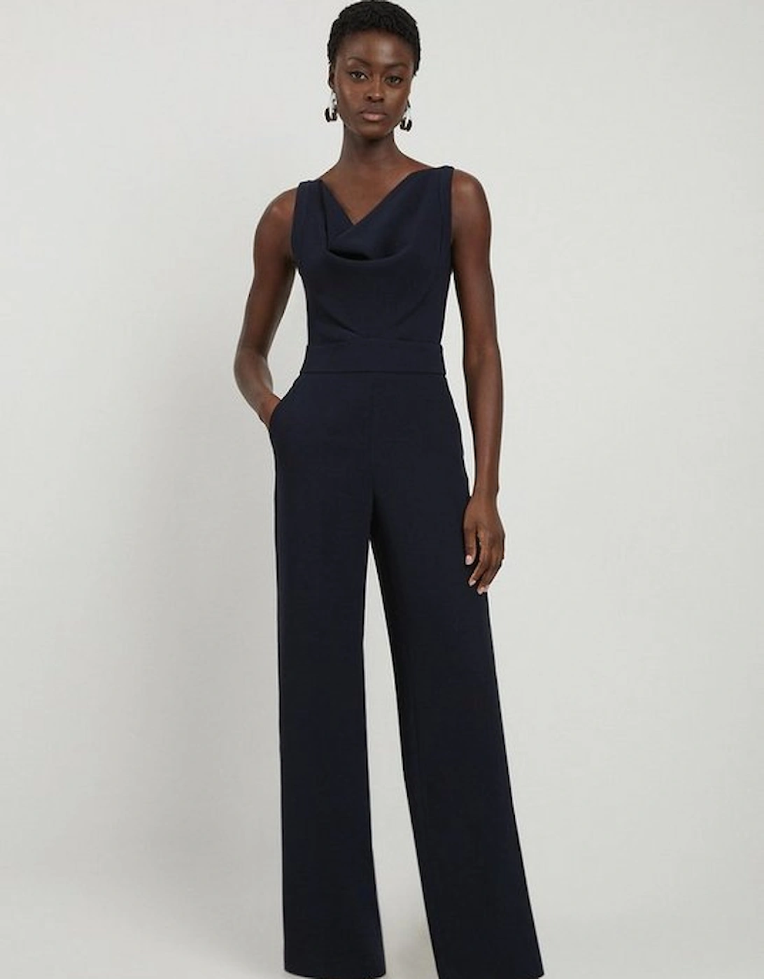 Fluid Tailored Cowl Neck Backless Wide Leg Jumpsuit, 5 of 4