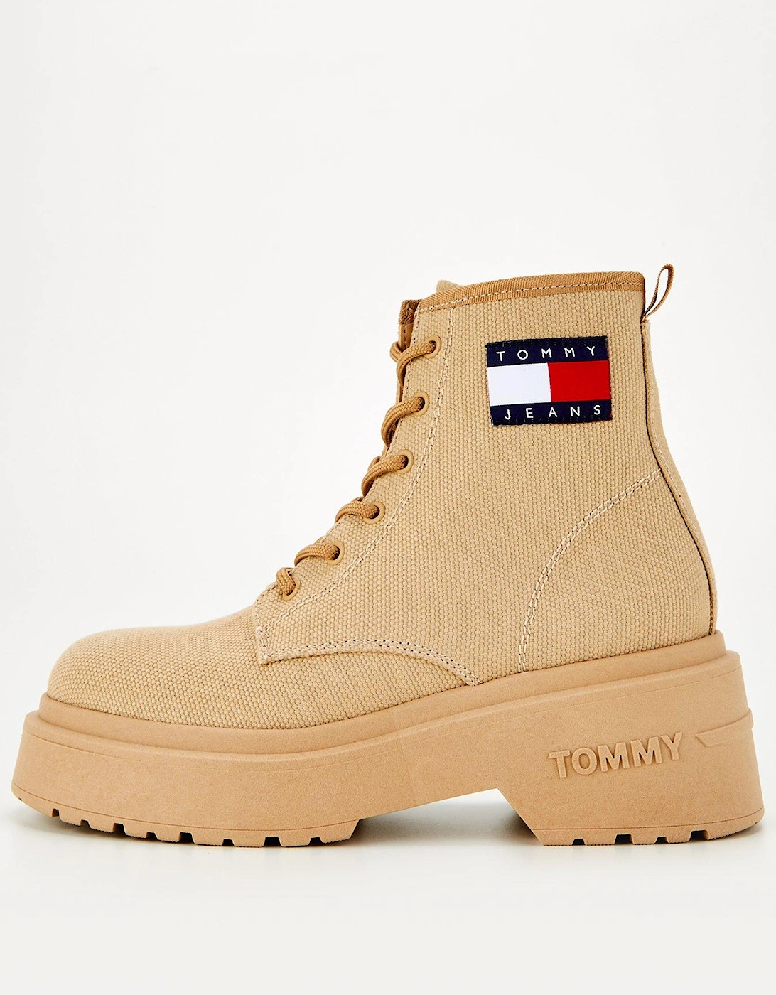 Logo Lace Up Boots - Beige, 3 of 2