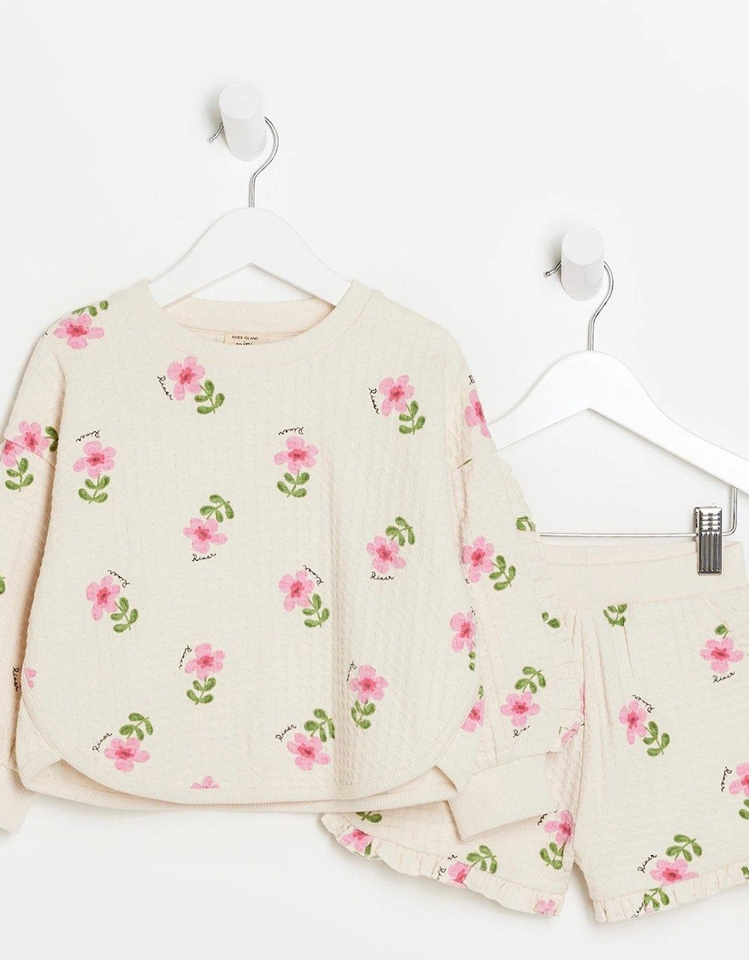 Mini Mini Girls Floral Sweatshirt Set - Cream, 2 of 1