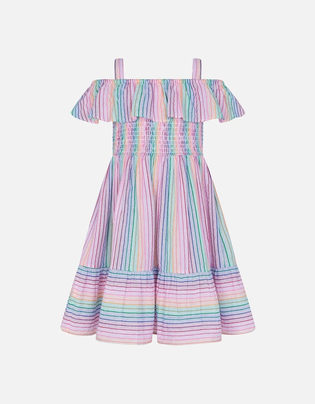 Girls Stripe Frill Beach Dress - Ivory, 2 of 1