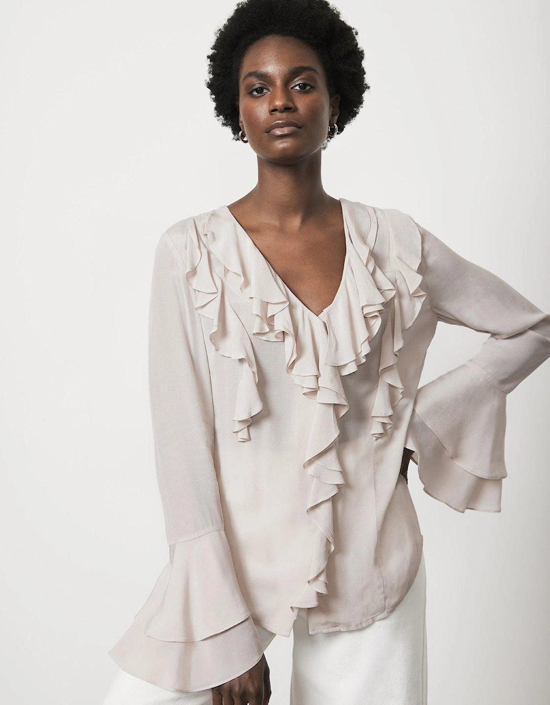 Neutral Ruffle Blouse, 2 of 1