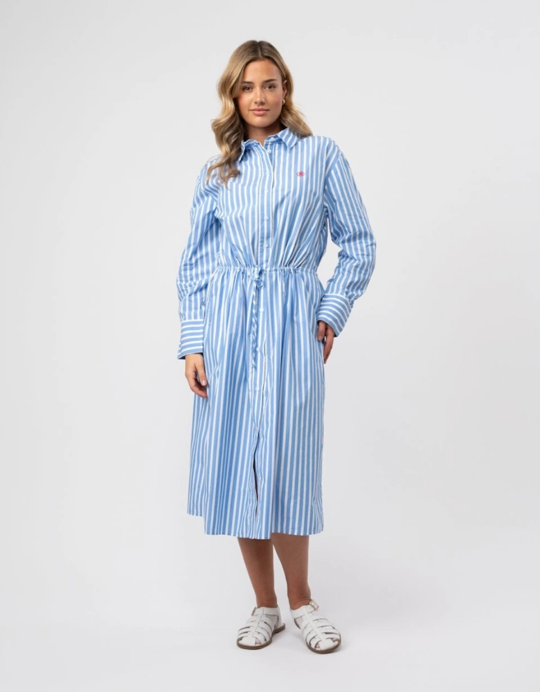 Blouson Long Sleeve Womens Midi Shirt Dress