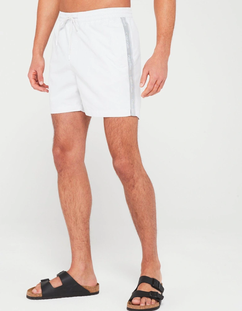 Medium Drawstring Swim Shorts - White/Light Grey