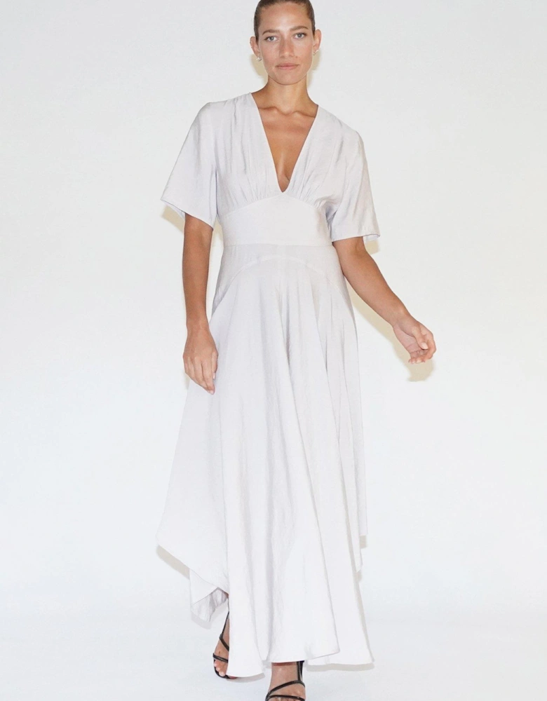 Handkerchief Hem Maxi Dress - White