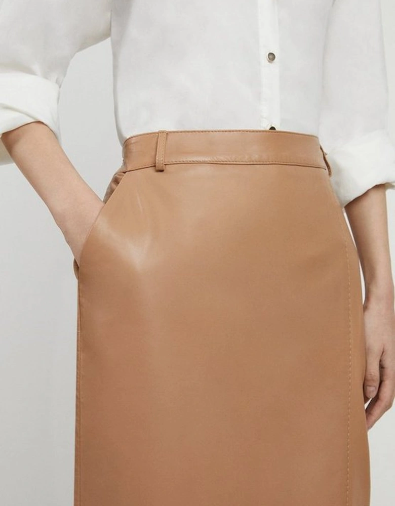 Leather Tailored Maxi Skirt