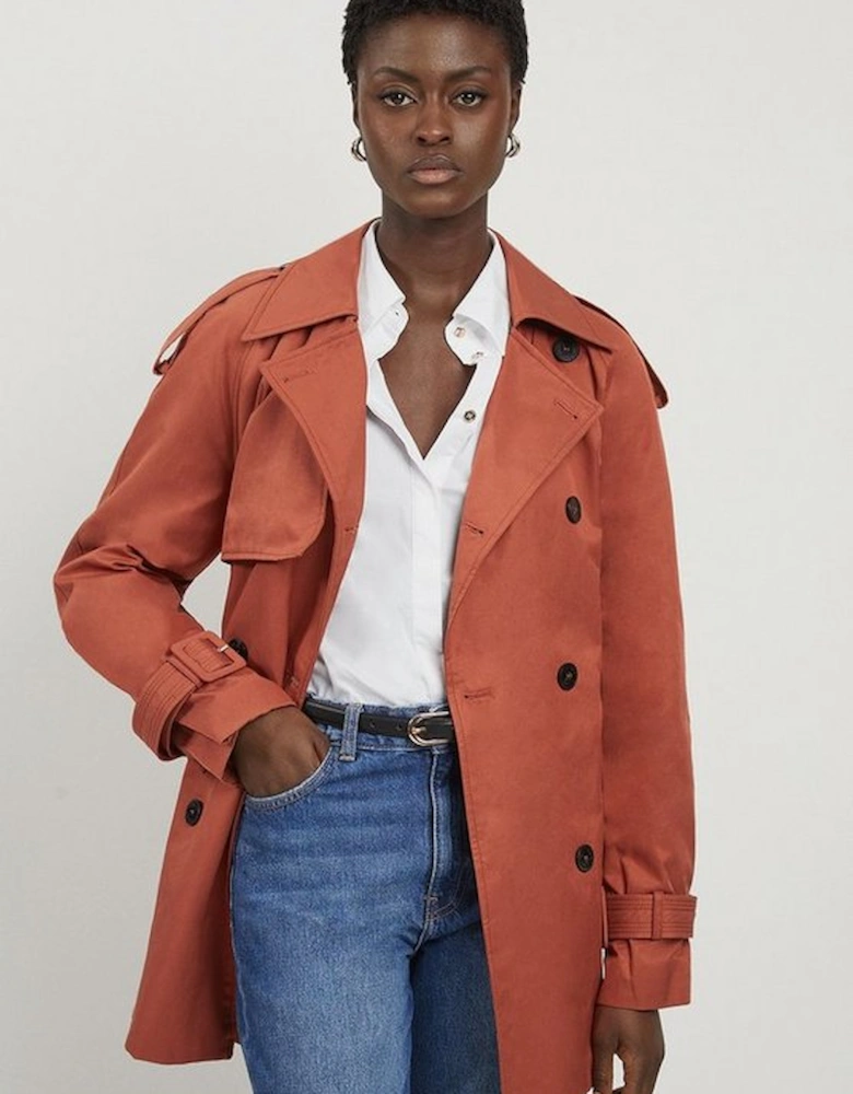 Belted Short Trench Coat