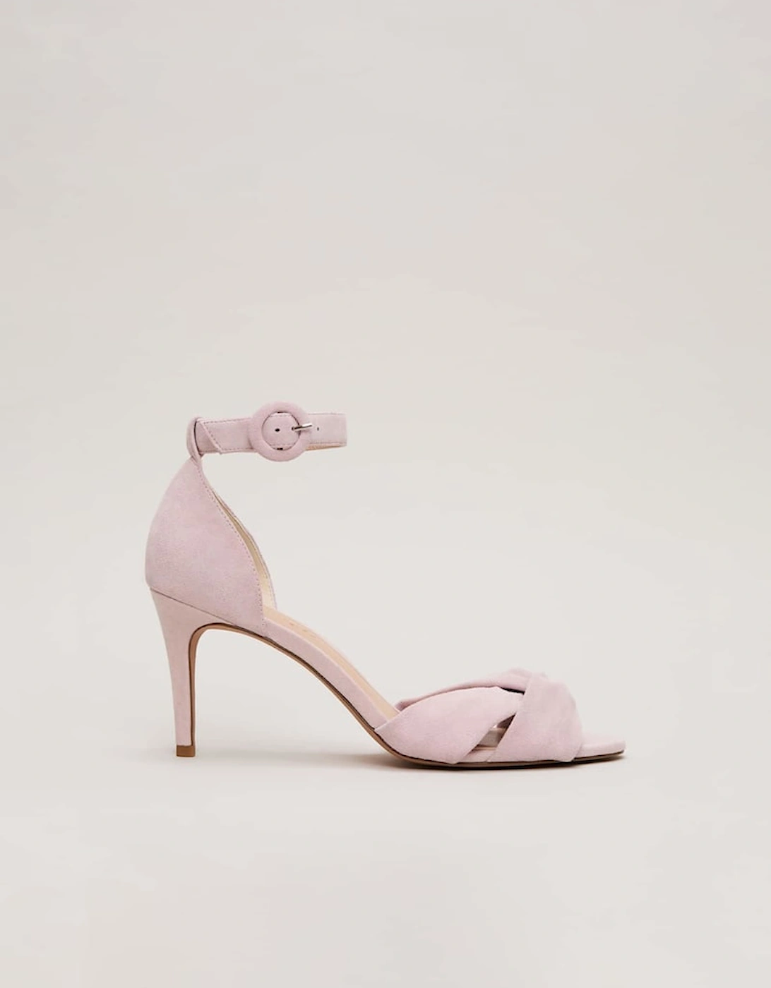 Suede Twist Ankle Strap Heeled Shoes, 2 of 1