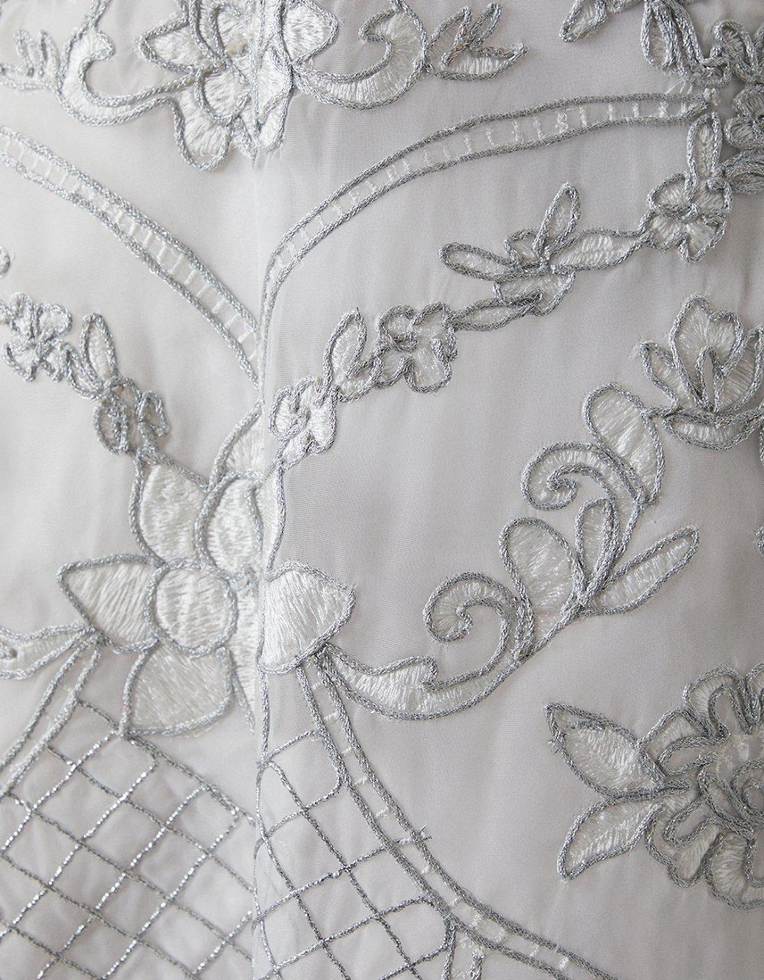 Premium Metallic Embroidered Organza Midi Wedding Dress