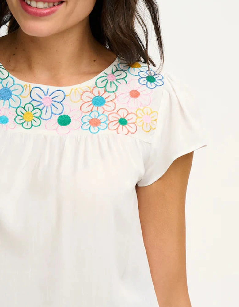 Brook Tunic Top Off-White Rainbow Flowers