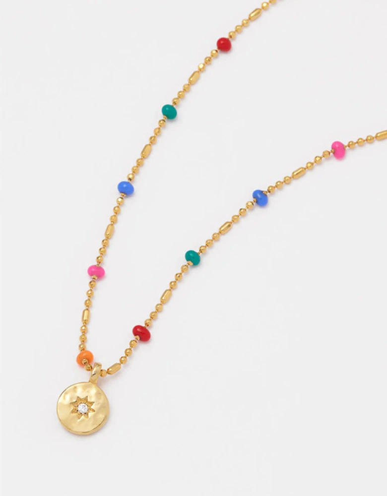 CZ Pendant Rainbow Necklace Gold Plated