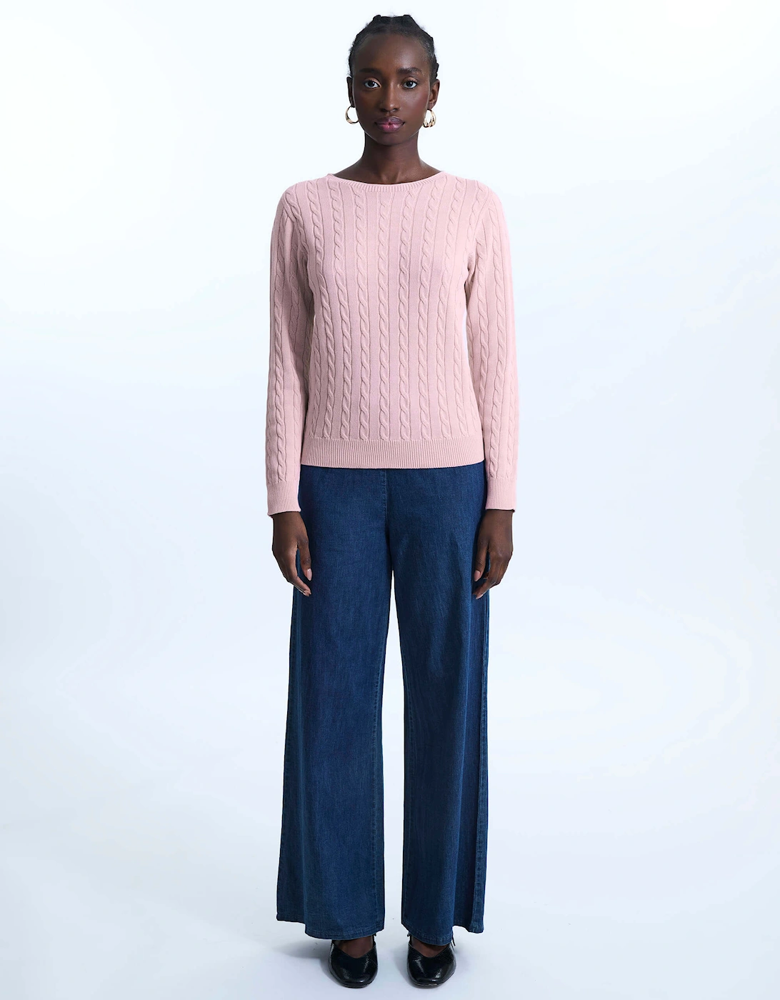 Cable Knit Jumper Pale Pink, 2 of 1