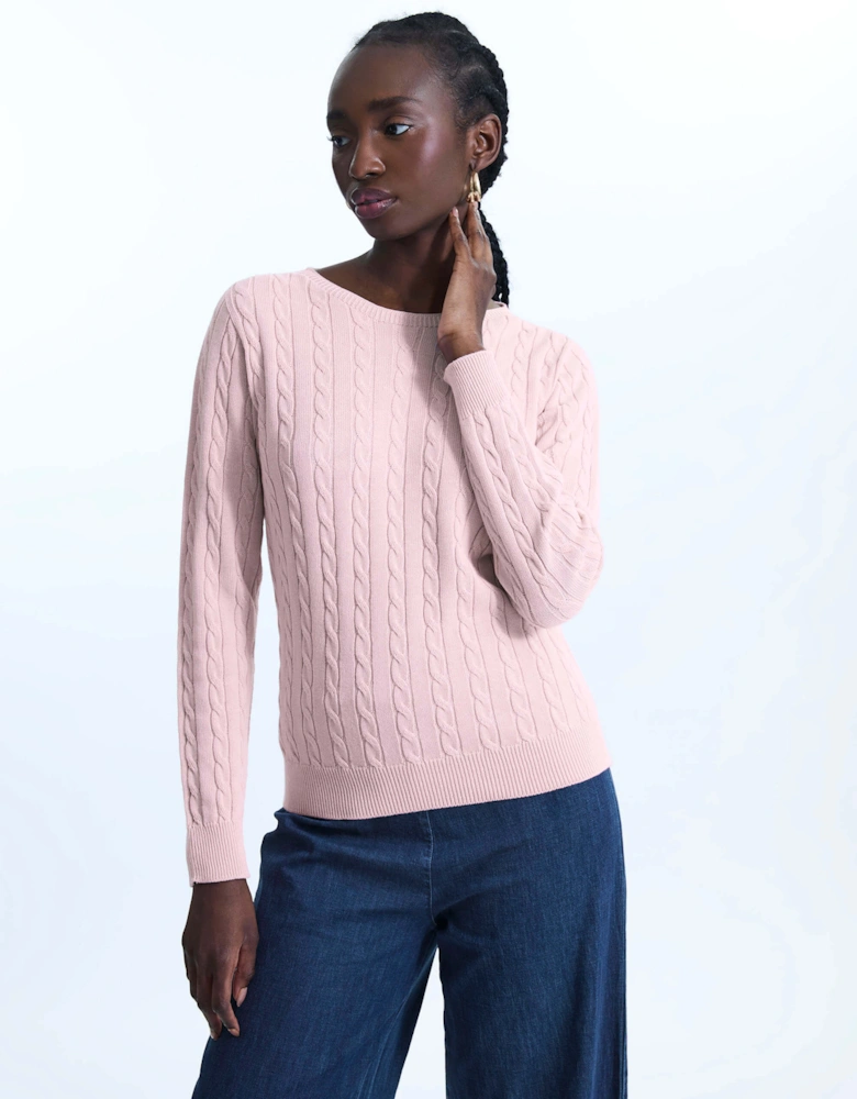 Cable Knit Jumper Pale Pink