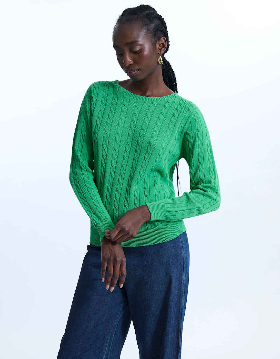 Cable Knit Jumper Green