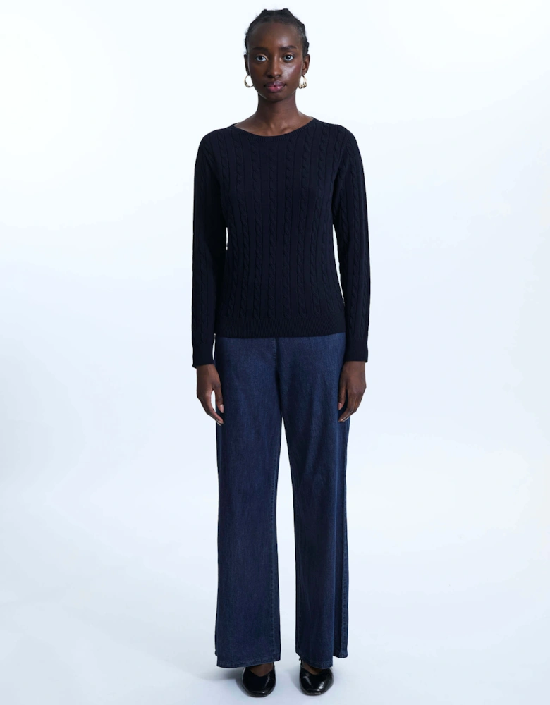 Cable Knit Jumper Navy
