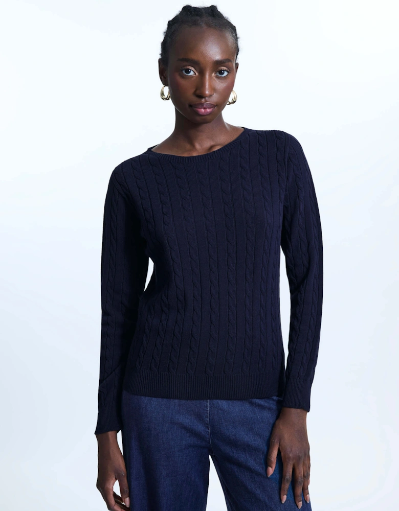 Cable Knit Jumper Navy