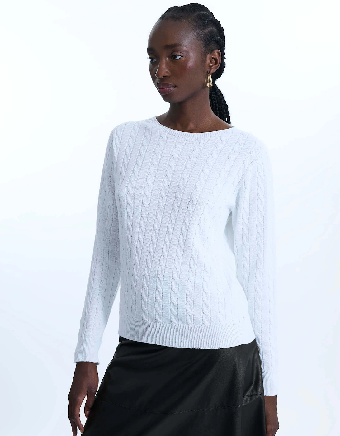 Cable Knit Jumper White