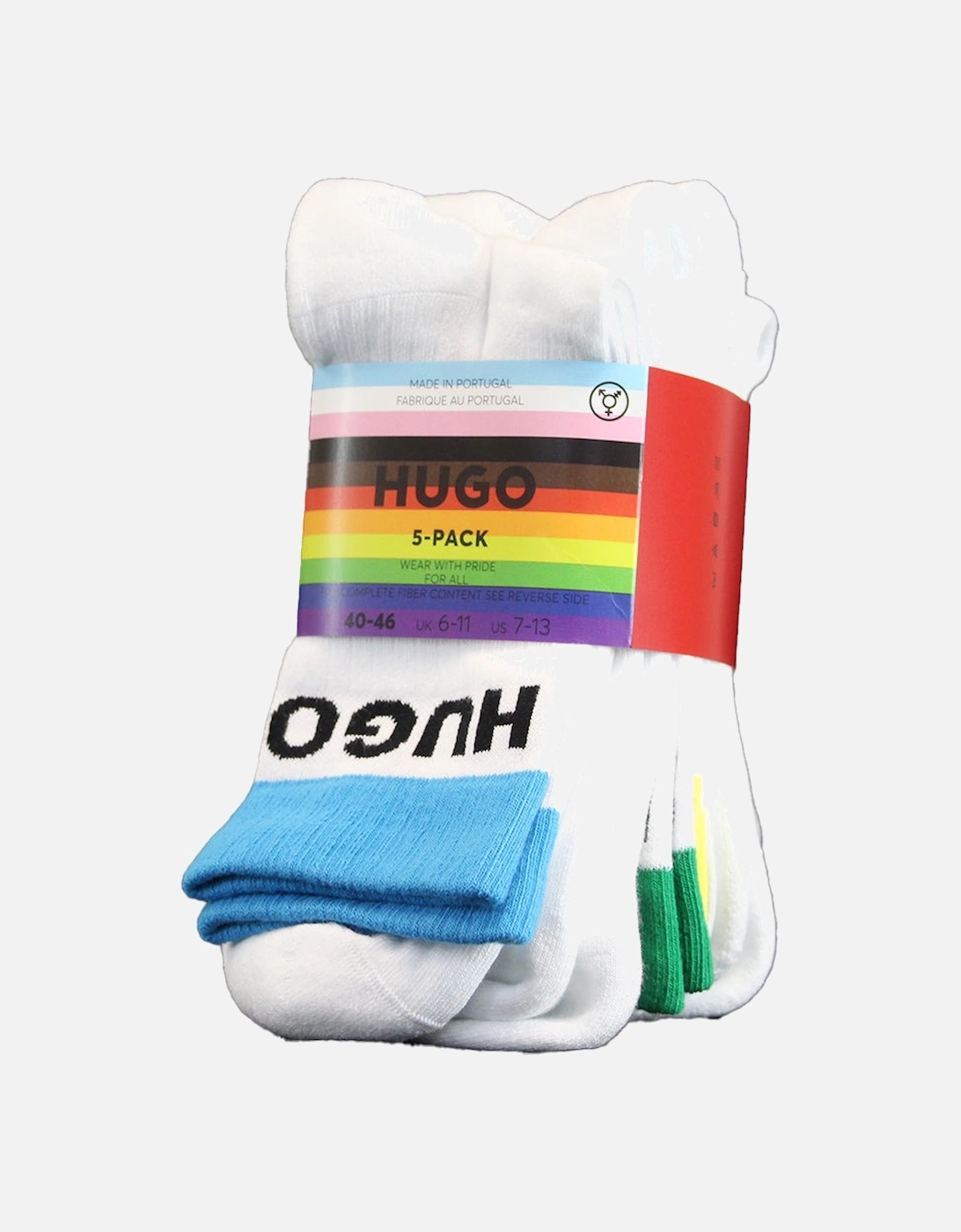 5-Pack Rainbow Logo Sports Socks, White