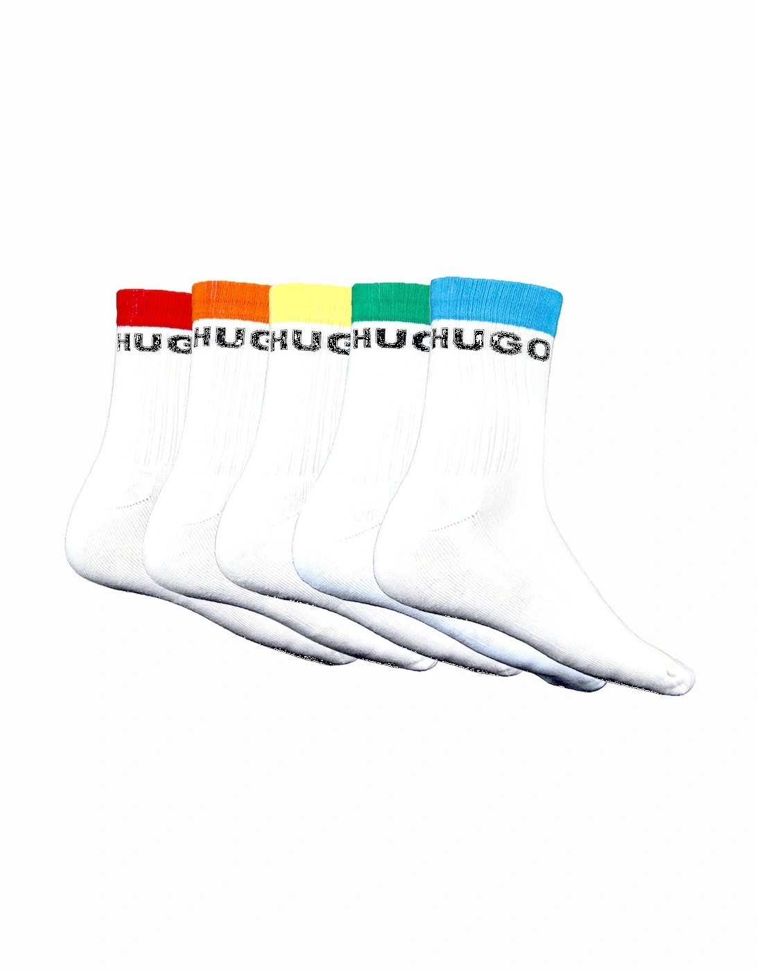 5-Pack Rainbow Logo Sports Socks, White, 8 of 7