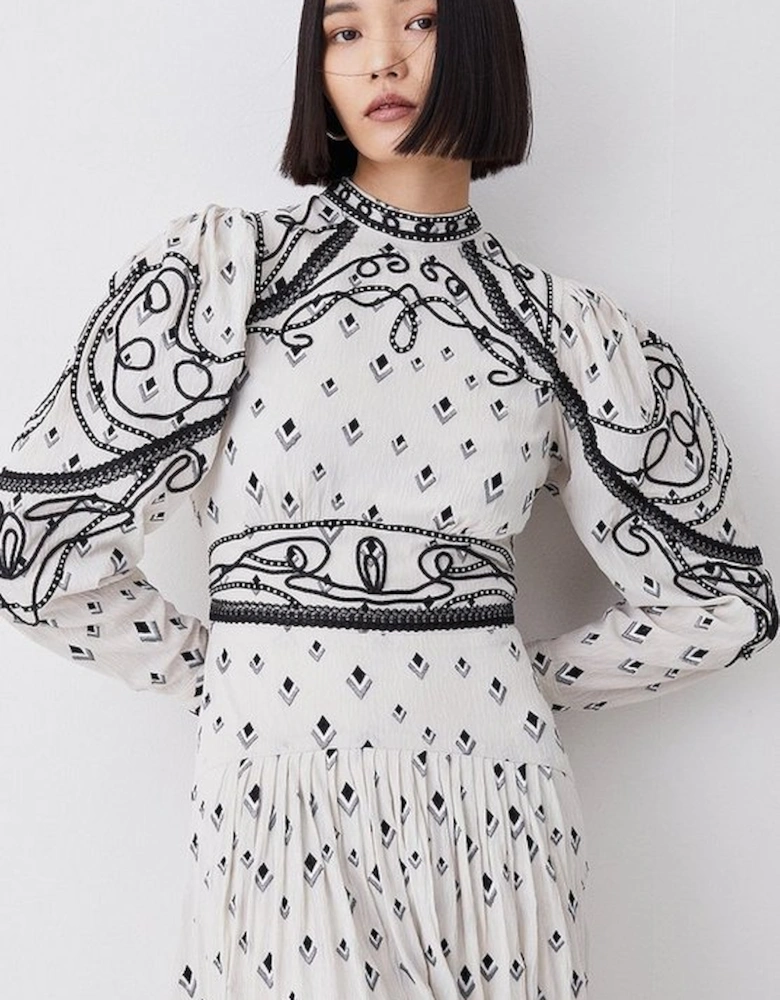 Embroidered Cornelli Tape Woven Dress