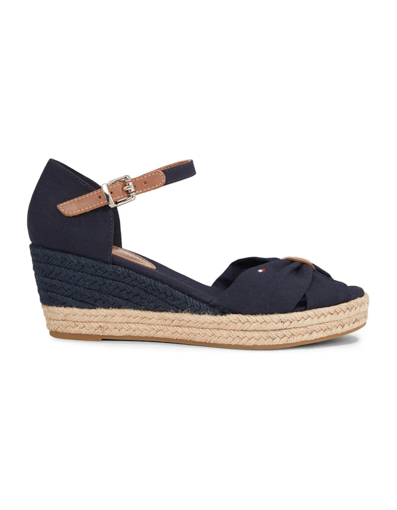 Open Toe Wedge Sandal - Navy