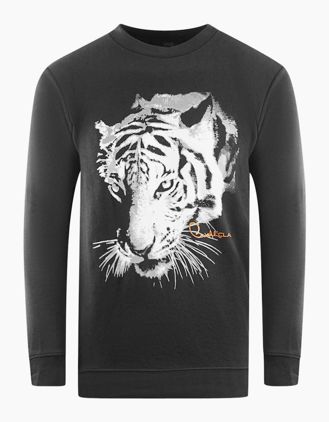 Roberto Cavalli Men's Black Cavalli Class Tiger Silhouette Logo Sweatshirt - : 40/Regular L