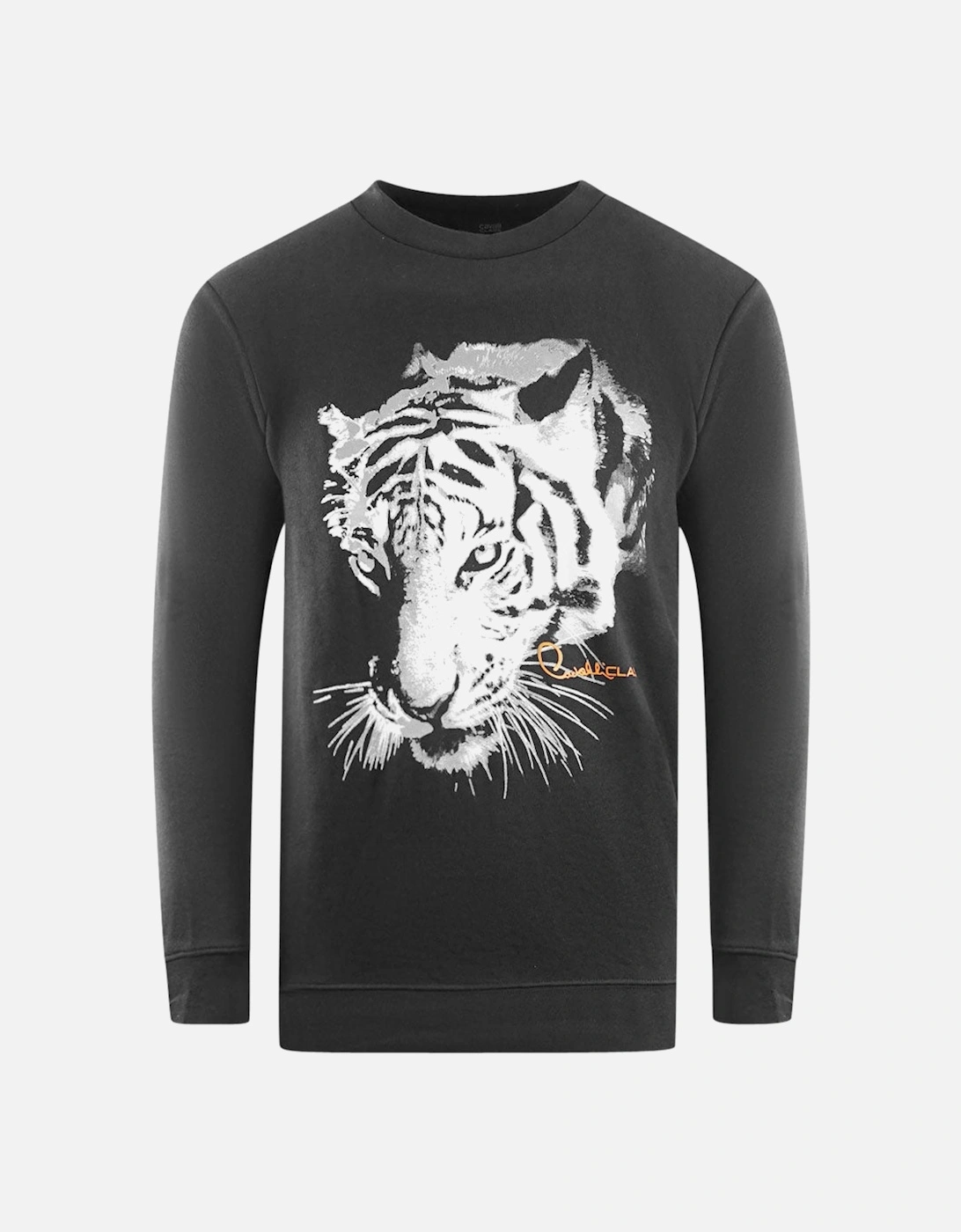 Cavalli Class Tiger Silhouette Logo Black Sweatshirt