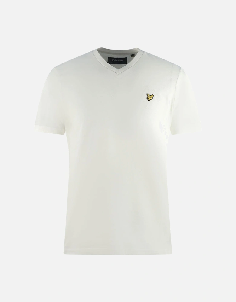 Lyle & Scott Brand Logo Off White V-Neck T-Shirt