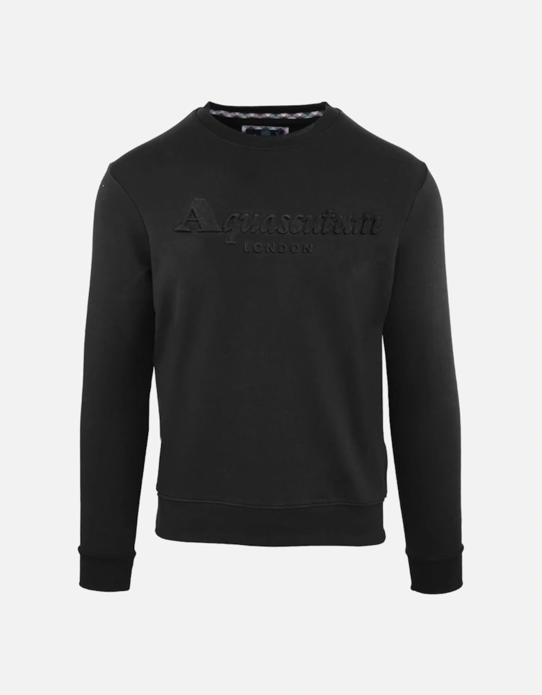 Embossed Brand Logo Black Sweatshirt