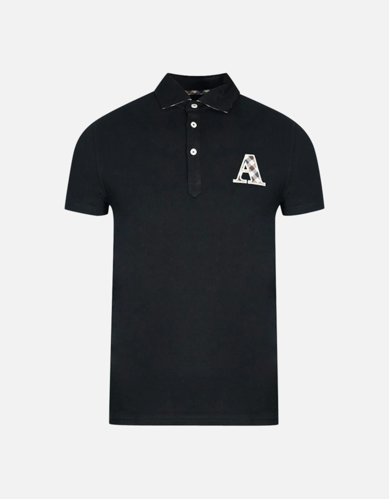 Check A Logo Black Polo Shirt