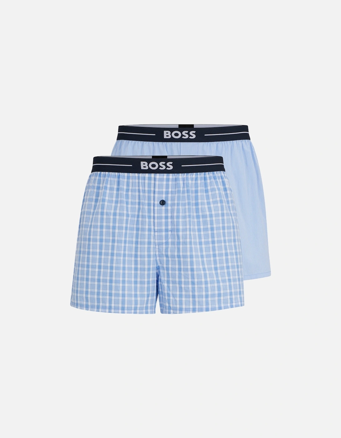 2-Pack Check & Stripe Boxer Shorts, Sky Blue, 7 of 6